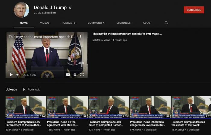 يوتيوب تمدد تعليق ترامب لمدة أسبوع آخر